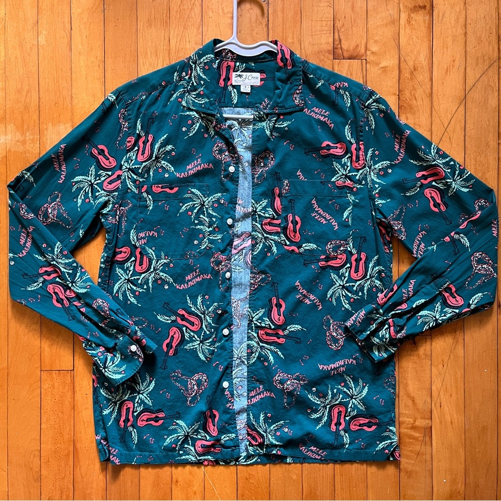 J. Crew Button Down Shirt Long sleeve Men's Size Small Guitar Print